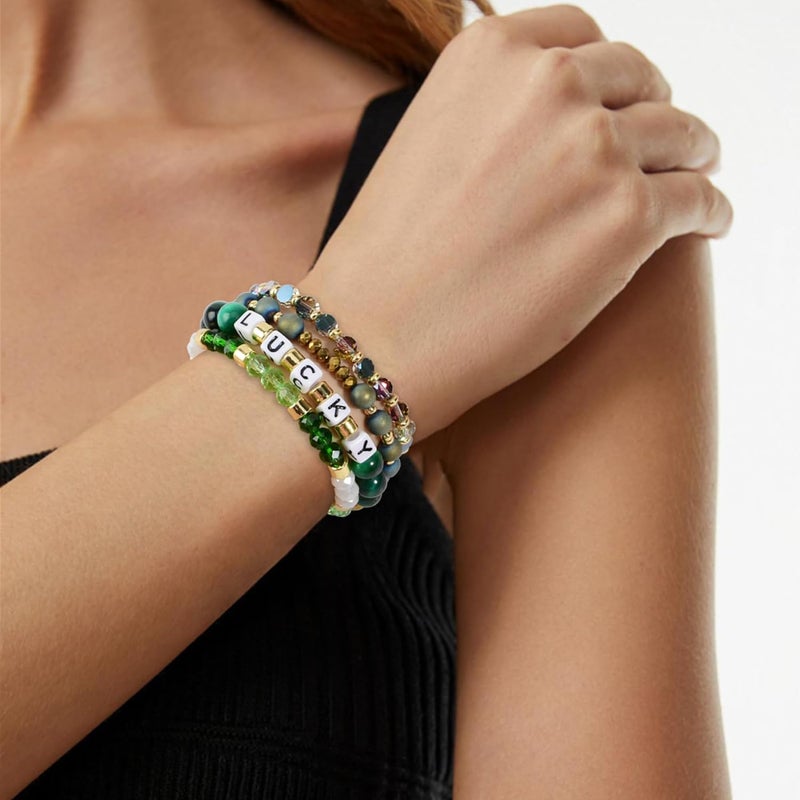 Aigrnc Boho Beaded Stretch Bracelets For Women Stackable Crystal Gold Plated Beaded Bracelets Set Trendy Handmade Friendship Braeclet Jewelry Gifts - Image 5